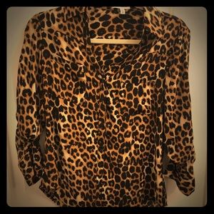 Cheetah Print Button Up Blouse